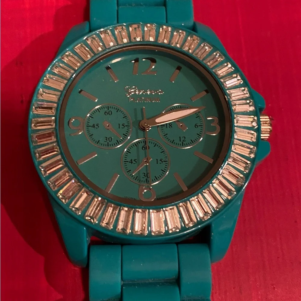 Geneva Teal Watch with Silver Accents